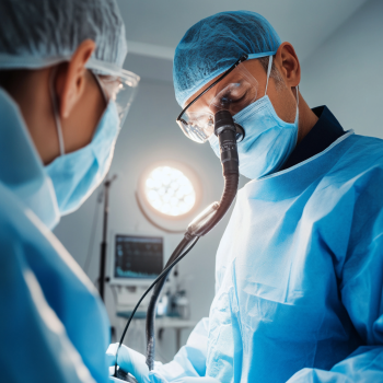 A doctor performing an endoscopy