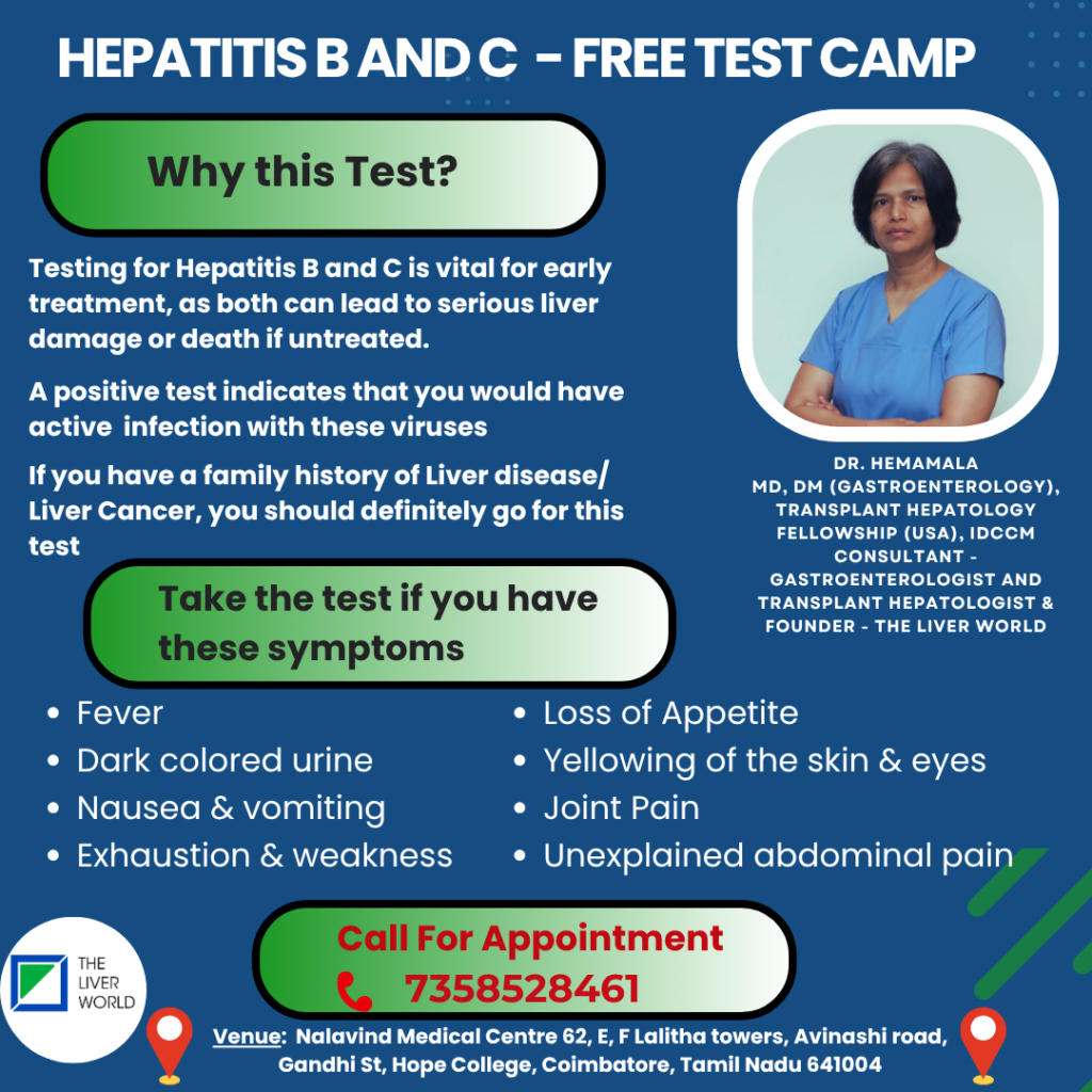 Free Hepatitis B and C testing Camp in Coimbatore